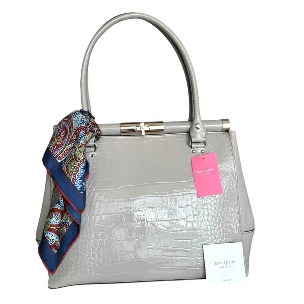 🆕 Kate Spade Patent Constance Large Shoulder Bag Gray
